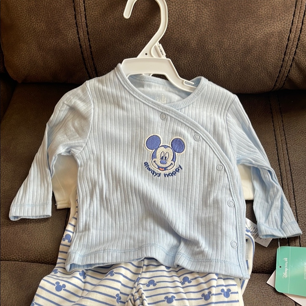 Disney Baby Blue Mickey Mouse 4-Piece Wrap-Front Pajama Set